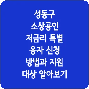성동구 소상공인 저금리 특별 융자 신청 방법과 지원 대상 알아보기