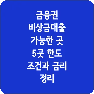 금융권 비상금대출 가능한 곳 5곳 한도 조건과 금리 정리