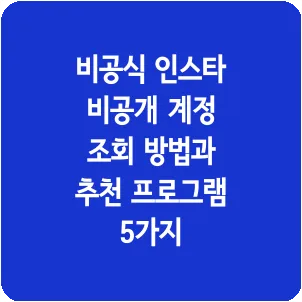 비공식 인스타 비공개 계정 조회 방법과 추천 프로그램 5가지