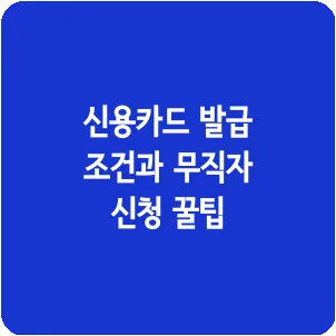 신용카드 발급 조건과 무직자 신청 꿀팁