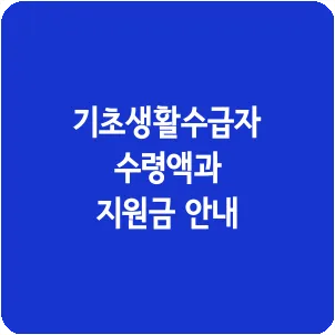 기초생활수급자 수령액과 지원금 안내