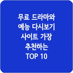 무료 드라마와 예능 다시보기 사이트 가장 추천하는 TOP 10