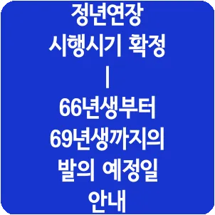 정년연장 시행시기 확정 | 66년생부터 69년생까지의 발의 예정일 안내