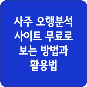 사주 오행분석 사이트 무료로 보는 방법과 활용법