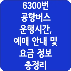 6300번 공항버스 운행시간, 예매 안내 및 요금 정보 총정리