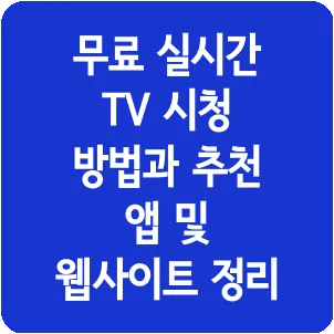 무료 실시간 TV 시청 방법과 추천 앱 및 웹사이트 정리