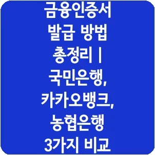 금융인증서 발급 방법 총정리 | 국민은행, 카카오뱅크, 농협은행 3가지 비교