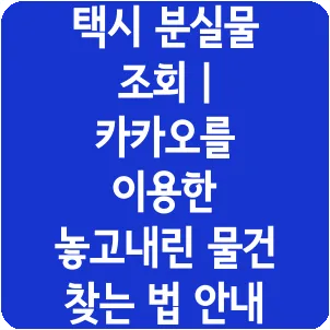 택시 분실물 조회 | 카카오를 이용한 놓고내린 물건 찾는 법 안내