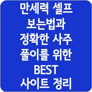 만세력 셀프 보는법과 정확한 사주 풀이를 위한 BEST 사이트 정리