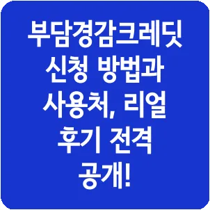 부담경감크레딧 신청 방법과 사용처, 리얼 후기 전격 공개!