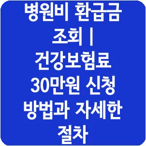 병원비 환급금 조회 | 건강보험료 30만원 신청 방법과 자세한 절차