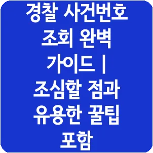 경찰 사건번호 조회 완벽 가이드 | 조심할 점과 유용한 꿀팁 포함