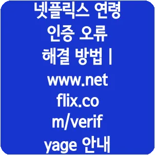 넷플릭스 연령 인증 오류 해결 방법 | www.netflix.com/verifyage 안내