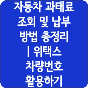 자동차 과태료 조회 및 납부 방법 총정리 | 위택스 차량번호 활용하기