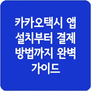 카카오택시 앱 설치부터 결제 방법까지 완벽 가이드