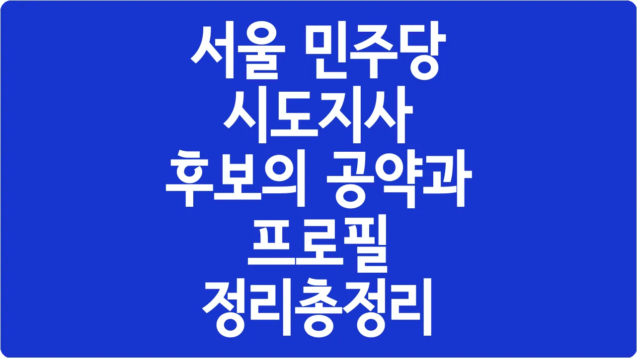 서울 민주당 시도지사 후보의 공약과 프로필 정리총정리