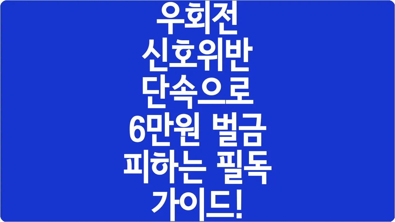 우회전 신호위반 단속으로 6만원 벌금 피하는 필독 가이드!