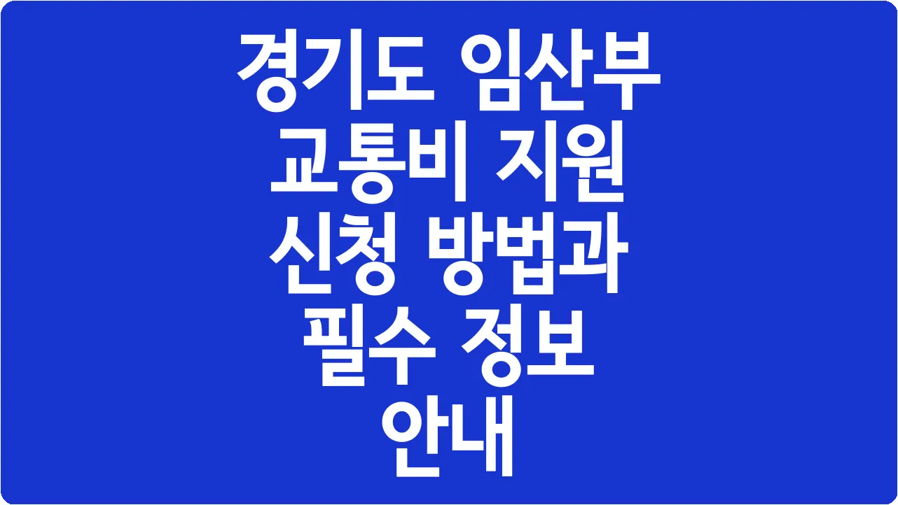 경기도 임산부 교통비 지원 신청 방법과 필수 정보 안내