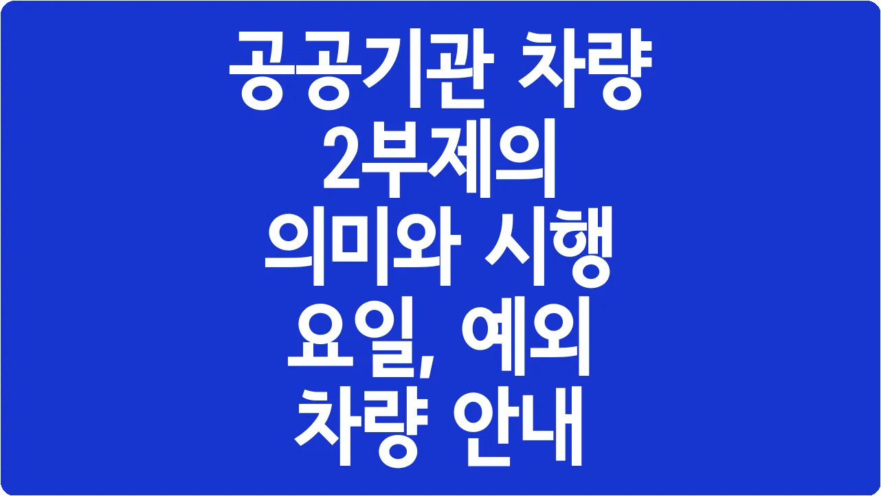 공공기관 차량 2부제의 의미와 시행 요일, 예외 차량 안내