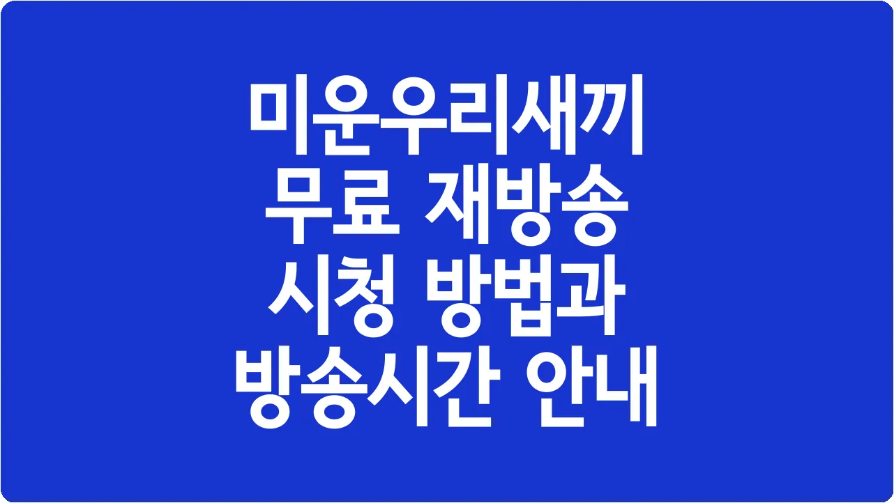 미운우리새끼 무료 재방송 시청 방법과 방송시간 안내