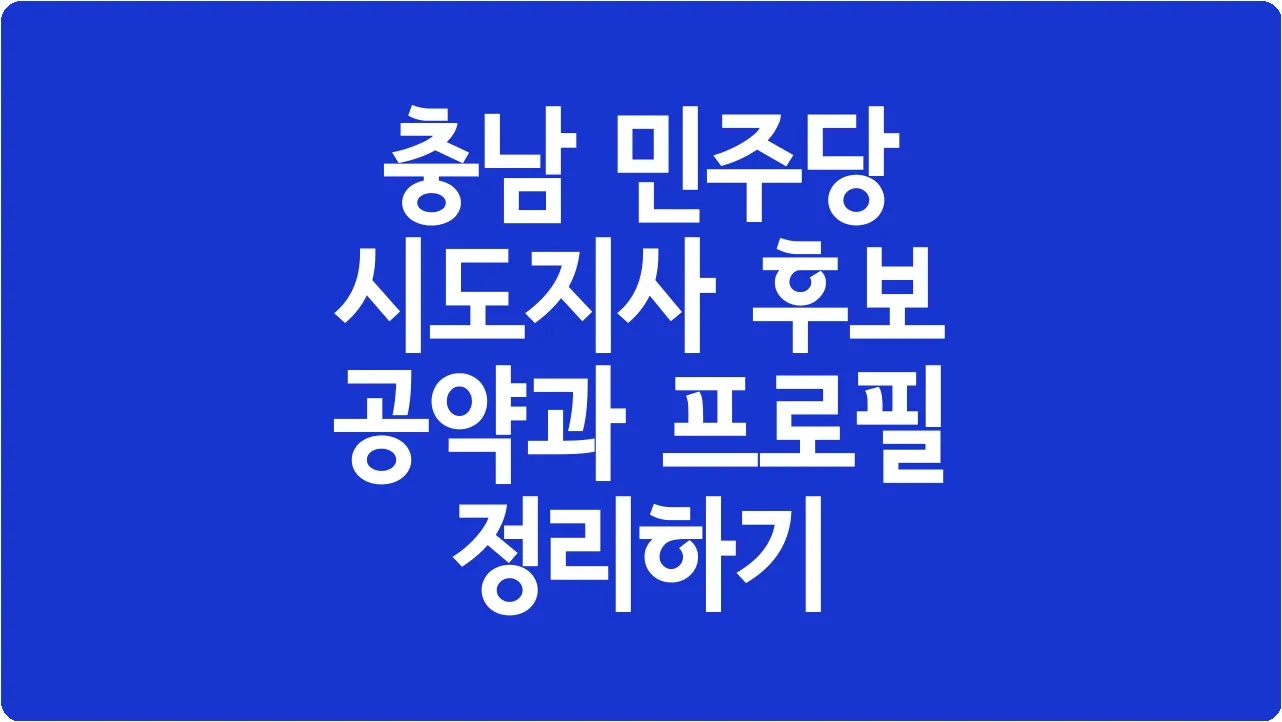 충남 민주당 시도지사 후보 공약과 프로필 정리하기