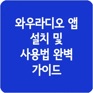 와우라디오 앱 설치 및 사용법 완벽 가이드