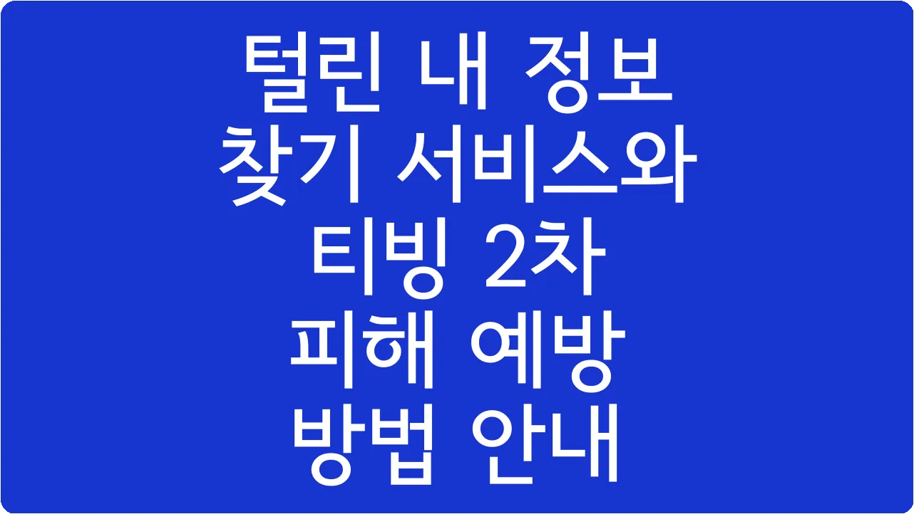 털린 내 정보 찾기 서비스와 티빙 2차 피해 예방 방법 안내