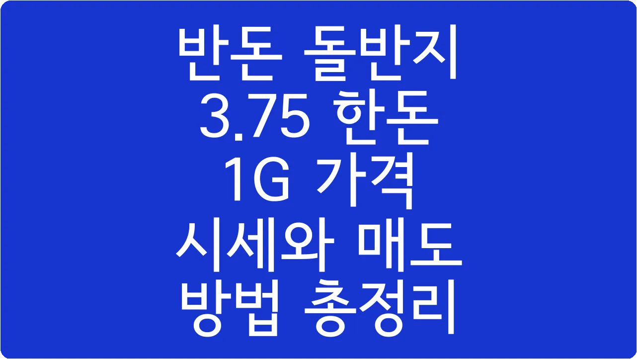 반돈 돌반지 3.75 한돈 1G 가격 시세와 매도 방법 총정리