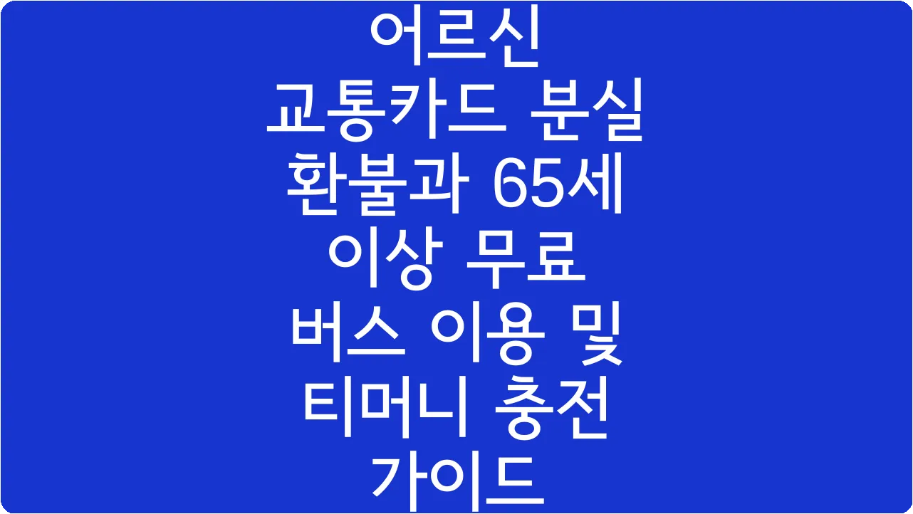어르신 교통카드 분실 환불과 65세 이상 무료 버스 이용 및 티머니 충전 가이드