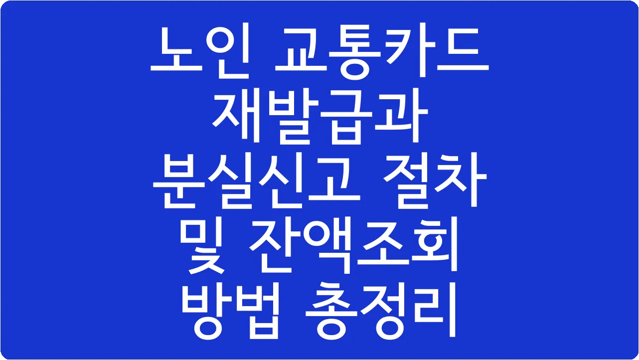 노인 교통카드 재발급과 분실신고 절차 및 잔액조회 방법 총정리