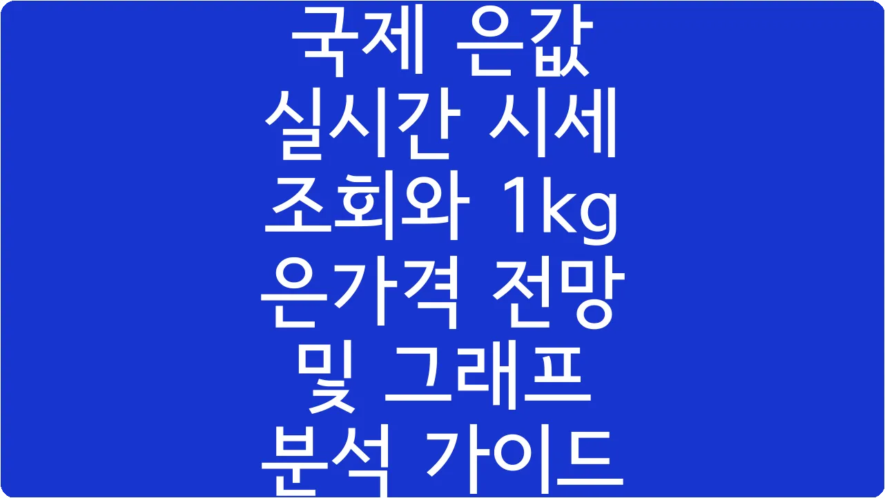 국제 은값 실시간 시세 조회와 1kg 은가격 전망 및 그래프 분석 가이드
