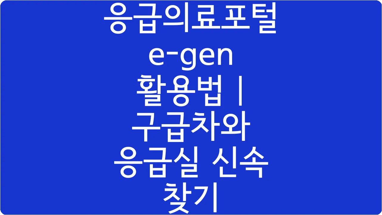 응급의료포털 e-gen 활용법 | 구급차와 응급실 신속 찾기