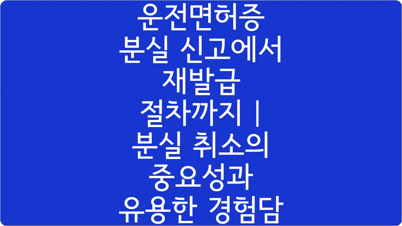 운전면허증 분실 신고에서 재발급 절차까지 | 분실 취소의 중요성과 유용한 경험담